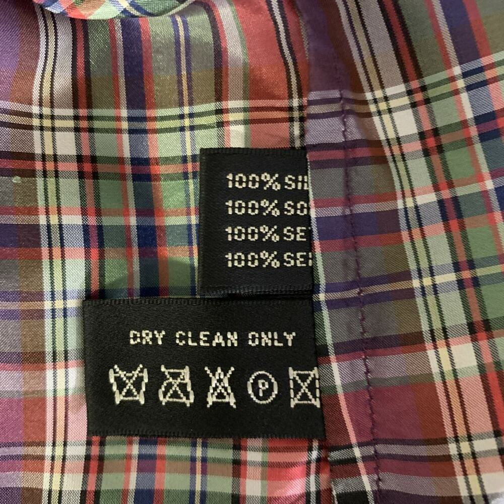RALPH LAUREN Size 6 Purple Green Silk Plaid Dress Top - Picture 5 of 5